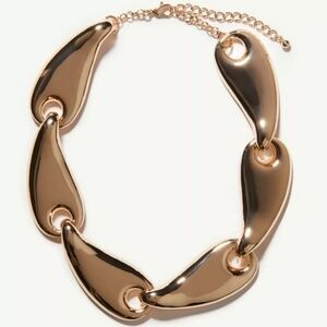 NWT H&M Short Teardrop Metal Adjustable Statement Necklace Gold-colored